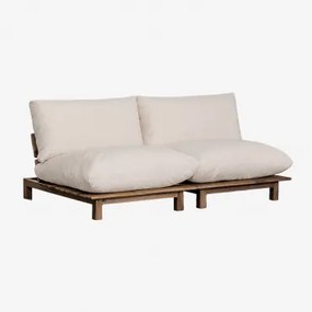 Sofá Reclinável Modular Brina De 2 Peças Em Madeira De Acácia Crema - Sklum