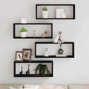 Conjunto de Prateleiras vidaXL de 4 - Carvalho Preto - 60x15x23 cm - F