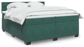 vidaXL Cama com molas/colchão 200x200 cm veludo verde-escuro