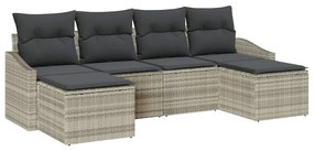 Conjunto de Jantar para Jardim de 6 Peças com Almofadas em Rattan Sint