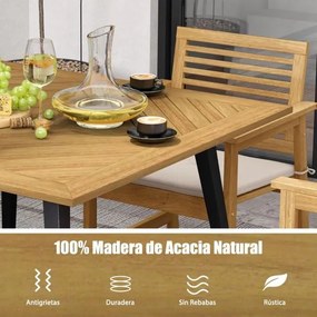 Mesa de jantar de jardim 107 x 107 x 75 cm (CADEIRAS NÃO INCLUIDAS) para 4 pessoas Mesa de pátio em madeira de acácia com orifício para guarda-sol de