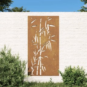 Decoração p/ muro de jardim 105x55 cm aço corten design bambu