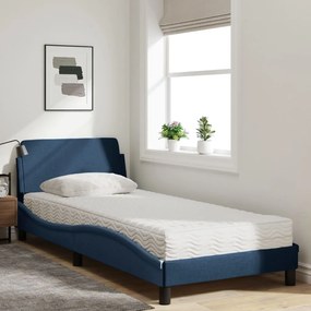 Cama com colchão 90x190 cm tecido azul