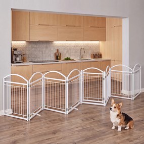 Vedação para Cães de 8 Painéis, 480 x 81 cm, Dobrável, Branco
