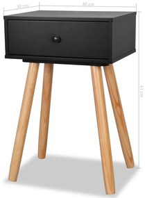 Mesas de cabeceira 2 pcs pinho maciço 40x30x61 cm preto