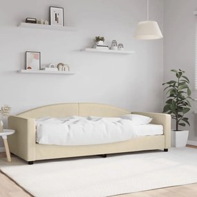 vidaXL Sofá-cama com colchão 90x200 cm tecido cor creme