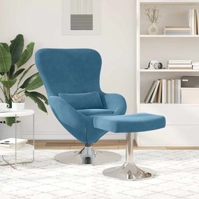 Poltrona Egg vidaXL com apoio para os pés em veludo azul