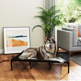 Cama Elevada para Cães com Tecido Transpirável para Dormir Relaxar Cama para Animais de Estimação 122x92x23 cm Preto