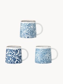 Canecas artesanais com padrão floral Molly, conjunto de 3