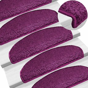 vidaXL Tapetes de escada 20 peças 65x21x4 cm violeta meio redondo grande