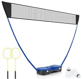 Conjunto de rede e raquete de badminton Conjunto de badminton portátil 2 petecas Rede premium 2 raquetes Caixa de armazenamento Jogo preto