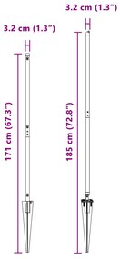 Postes de Cerca vidaXL com Ponta 26 pcs Ø32 mm 140 cm Aço Galvanizado