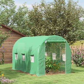 Estufa tipo Túnel 400x200x205 cm Estufa de Jardim com Porta Enrolável