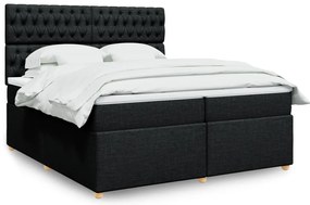vidaXL Cama com molas/colchão 200x200 cm tecido preto