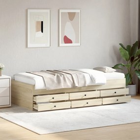 Sofá-cama com gavetas sem colchão 90x200 cm carvalho sonoma