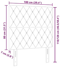 Cabeceira LED preta de 100 cm em veludo