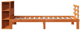Cama com estante sem colchão 90x190cm pinho maciço castanho-mel