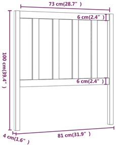 Cabeceira de cama 81x4x100 cm pinho maciço branco