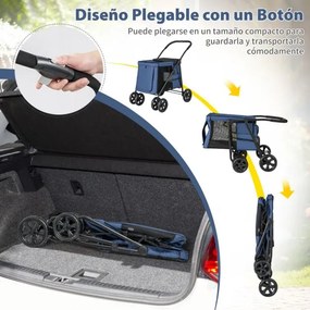 Carrinho de passeio dobrável de botão único com 4 rodas para animais de estimação de pequeno/médio porte Carrinho de passeio portátil para cães com re