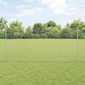 vidaXL Cerca de Arame Soldado com 10 Postes Prateados 1,2x10 m de Aço