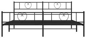 Estrutura de cama com cabeceira e pés 193x203 cm metal preto