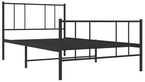 Estrutura de cama com cabeceira e pés 75x190 cm metal preto