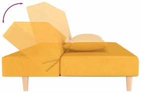 Sofá-cama 2 lugares com duas almofadas tecido amarelo