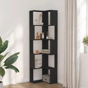Estante canto 5 prateleiras 50x50x179 cm deriv. madeira preto