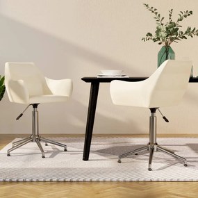 vidaXL Cadeiras de jantar giratórias 2 pcs tecido cor creme