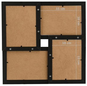 Moldura para 4x(10x15 cm) fotografias MDF preto