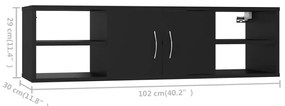 Estante de parede 102x30x29 cm derivados de madeira preto