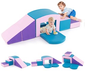 6 blocos de espuma para escalada com escadas de túnel e rampa para 12 meses + - coloridos