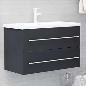 vidaXL Armário de lavatório 80x38,5x48cm derivados de madeira cinzento