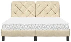 Cama com colchão 140x200 cm tecido cor creme