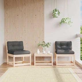 vidaXL Sofás de jardim c/ almofadões 2 pcs pinho maciço