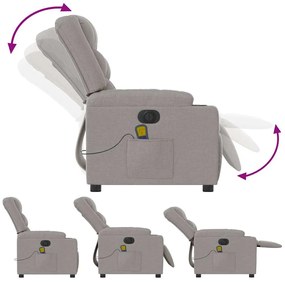 Poltrona massagens reclinável elétrica tecido cinzento-nublado