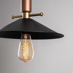 Candeeiro Suspenso Dodo – Preto e Cobre – 30 x 30 cm