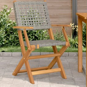 vidaXL Cadeiras de jardim 2 pcs madeira acácia maciça e vime PE cinza