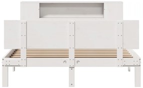 Cama com estante sem colchão 120x190 cm pinho maciço branco