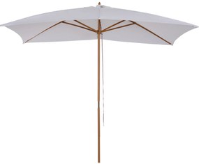 Outsunny Chapéu de Sol de Jardim com Sistema de Poleia Teto Ventilado e Mastro de Madeira para Exterior 2,95x2x2,55m Branco