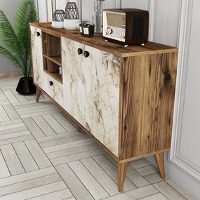 Console Napoli – Mármore Branco e Nogueira – 180x81x35 cm