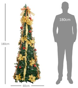 Árvore de Natal 180 cm Árvore de Natal Artificial Dobrável com Luzes L