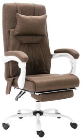 vidaXL Cadeira de escritório c/ função de massagem tecido castanho