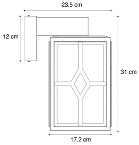 Candeeiro de parede exterior clássico preto IP44 - Dover Clássico / Antigo