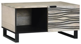 vidaXL Mesa de centro com prateleira com armazenamento com porta Branco, Preto 80 x 50 x 40 cm