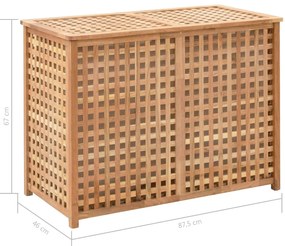 Cesto para roupa suja 87,5x46x67 cm madeira de nogueira maciça