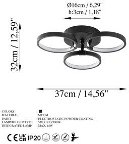 Chandelier Halka – Preto – Largura 37 cm x Altura 9 cm x Profundidade