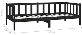 Sofá-cama com colchão 90x200 cm pinho maciço preto