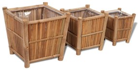 Vasos/floreiras em bambu 3 pcs forro de nylon