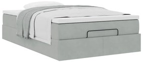 Cama otomana com colchão cinza claro 120x190 cm Veludo